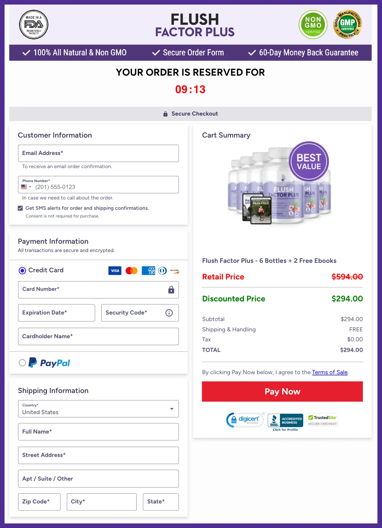 Flush Factor Plus Official Website Secure Order Page